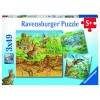 Tiere in ihren Lebensräumen Puzzle 3 x 49 Teile