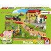 Farm World, Bauernhof und Hofladen, Schleich Puzzle 100 Teile, mit Add-on (eine Original Figur)