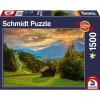 Sonnenuntergang über dem Bergdorf Wamberg Puzzle 1500 Teile
