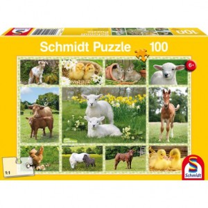 Tierkinder auf dem Bauernhof Puzzle 100 TEILE