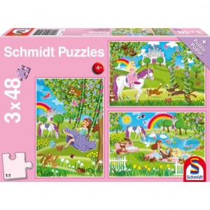 Prinzessin im Schlossgarten Puzzle 3x48 TEILE