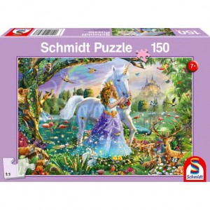 Prinzessin mit Einhorn und Schloss Puzzle 150 Teile