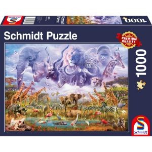 Tiere an der Wasserstelle, Puzzle 1000 Teile
