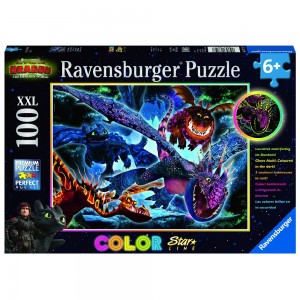 DR: Leuchtende Dragons, Puzzle 100 Teile XXL Color Starline