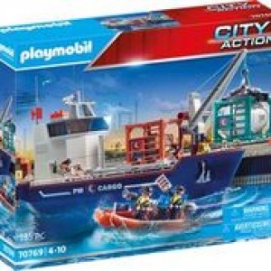 Playmobil 70769 Großes Containerschiff mit Zollboot