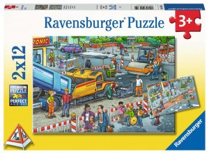 Straßenbaustelle Puzzle 2x12 Teile