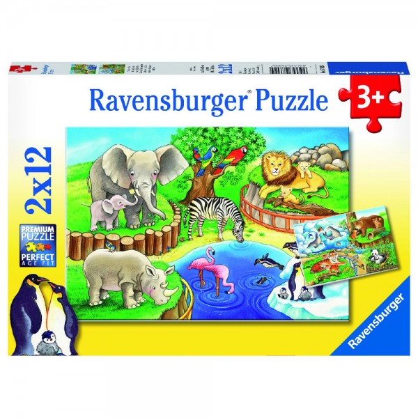 Tiere im Zoo Puzzle 2x12 Teile