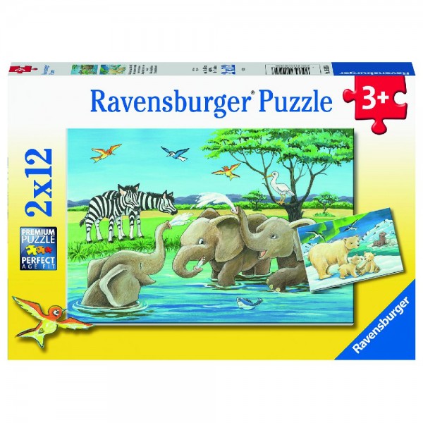 Tierkinder aus aller Welt Puzzle 2x12 Teile