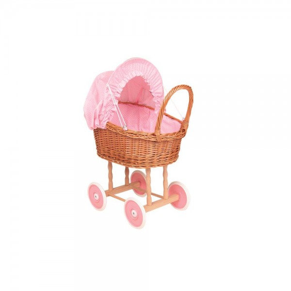 Korb-Puppenwagen rosa