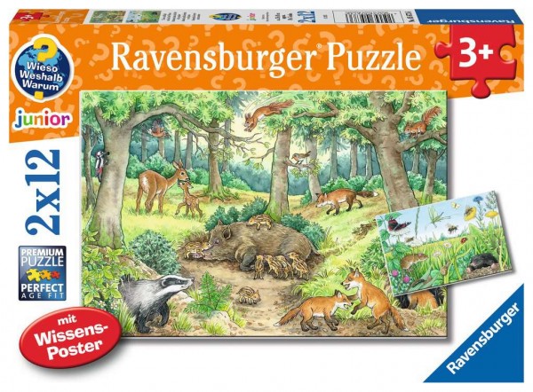 Wieso? Weshalb? Warum? Tiere im Wald und auf der Wiese Puzzle 2x12 Teile