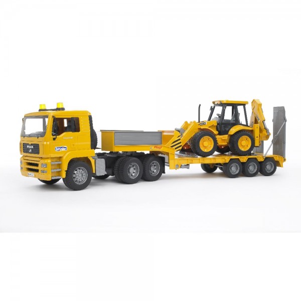 Bruder MAN TGA Tieflader mit JCB 4CX Baggerlader 02776